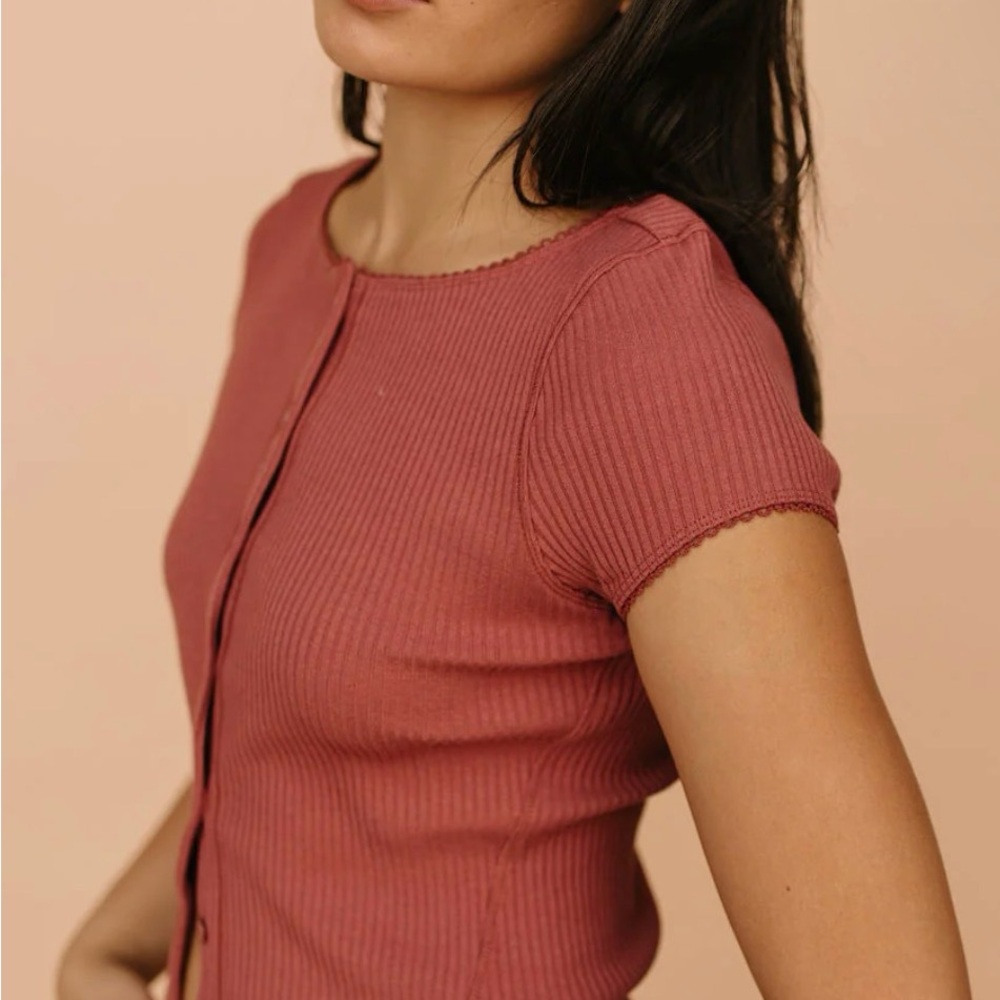 Free People Ribbed Pink Top
